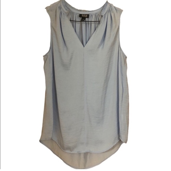 a.n.a A New Approach Blue Sleeveless Long Silky Top Tunic Sz XS - Picture 3 of 10